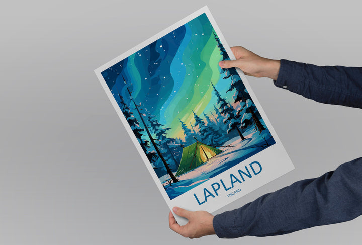 Lapland Travel Print Lapland Home Décor Northern Lights Island Art Print Lapland Wall Print For Finland Gift Wall Hanging Lapland Artwork
