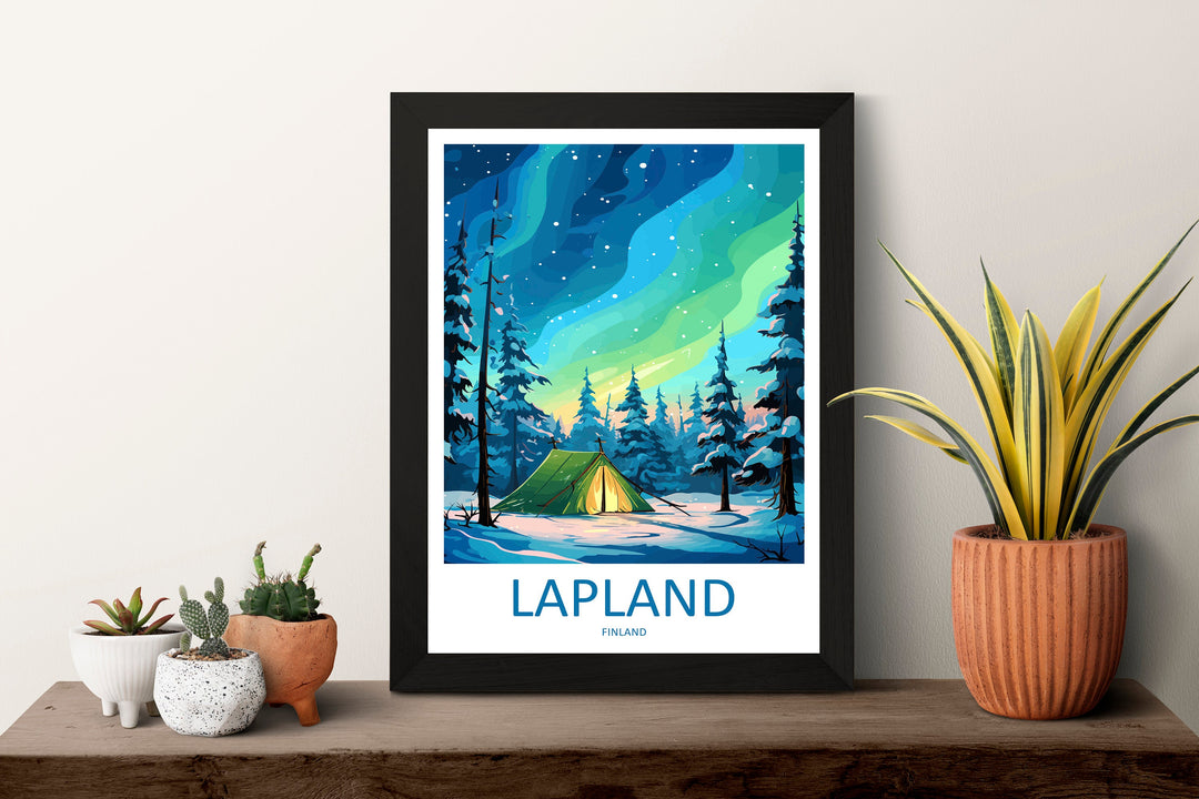 Lapland Travel Print Lapland Home Décor Northern Lights Island Art Print Lapland Wall Print For Finland Gift Wall Hanging Lapland Artwork
