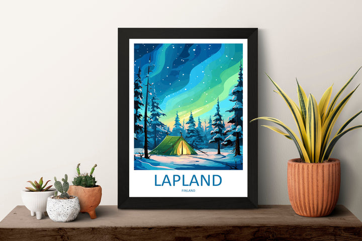Lapland Travel Print Lapland Home Décor Northern Lights Island Art Print Lapland Wall Print For Finland Gift Wall Hanging Lapland Artwork