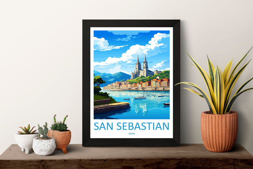 San Sebastian Travel Print Wall Art San Sebastian Wall Hanging Home Décor San Sebastian Gift Art Lovers Spain Art Lover Gift San Sebastian