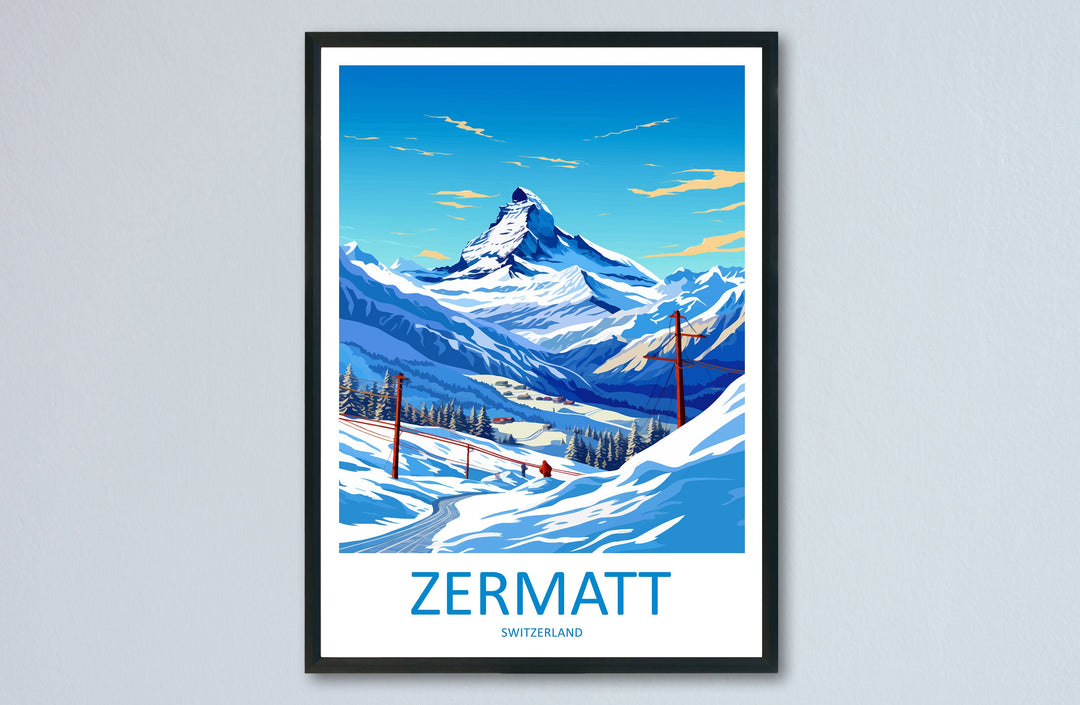Zermatt Travel Print Wall Art Zermatt Wall Hanging Home Décor Zermatt Gift Art Lovers Ski Art Lover Gift Zermatt Print Skiing Zermatt Art