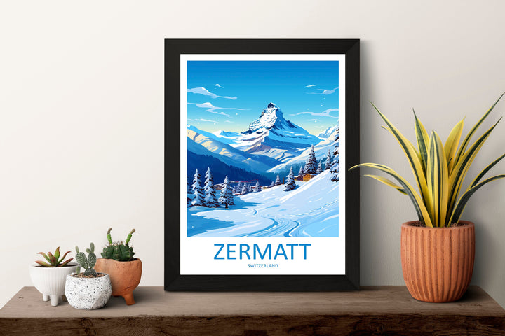 Zermatt Travel Print Wall Art Zermatt Wall Hanging Home Décor Zermatt Gift Art Lovers Ski Art Lover Gift Zermatt Print Skiing Zermatt Art