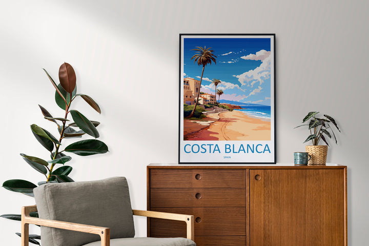 Costa Blanca Travel Print Wall Art Costa Blanca Wall Hanging Home Décor Costa Blanca Gift Art Lovers Spain Art Lover Gift Costa Blanca Print
