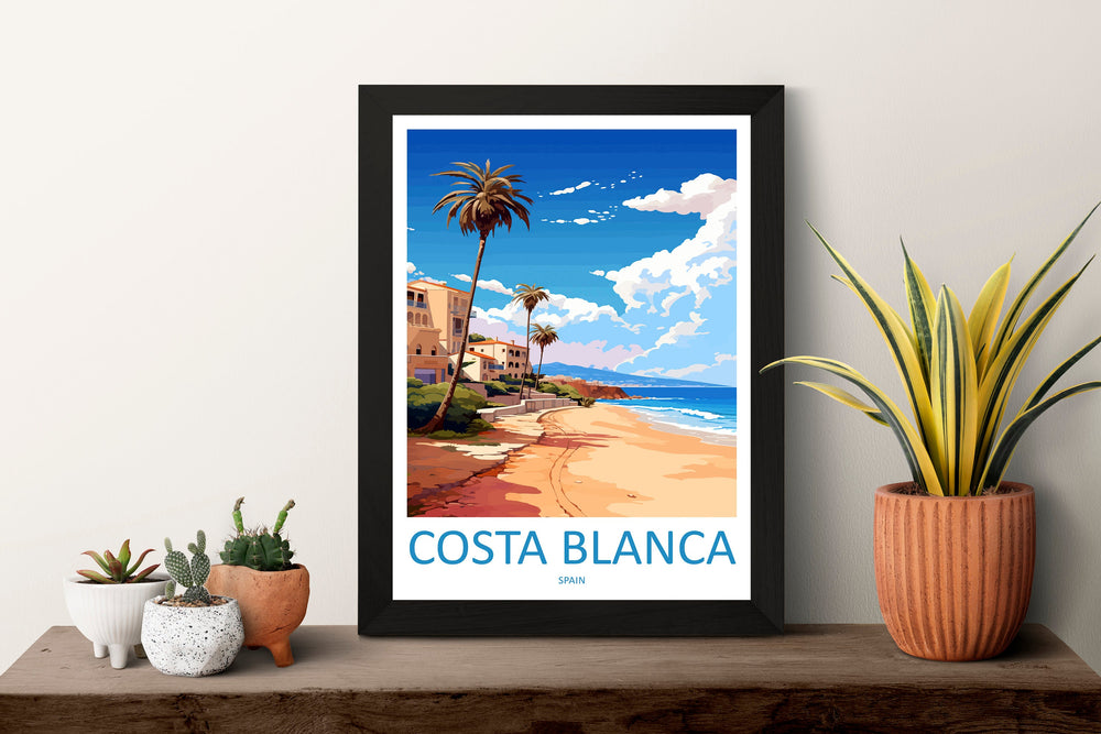 Costa Blanca Travel Print Wall Art Costa Blanca Wall Hanging Home Décor Costa Blanca Gift Art Lovers Spain Art Lover Gift Costa Blanca Print