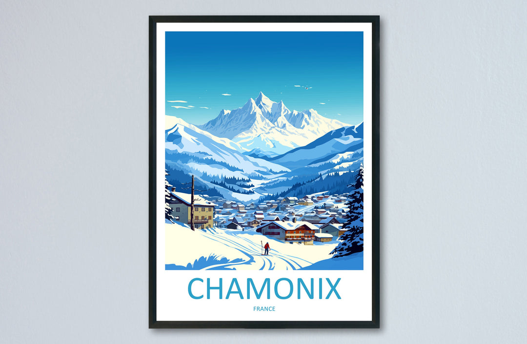 Chamonix Travel Print Wall Art Chamonix Wall Hanging Home Décor Chamonix Gift Art Lovers Ski Art Lover Gift Chamonix Print Skiing Artwork