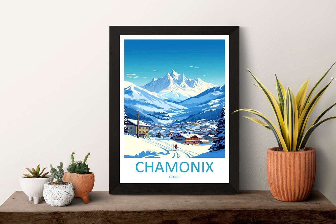 Chamonix Travel Print Wall Art Chamonix Wall Hanging Home Décor Chamonix Gift Art Lovers Ski Art Lover Gift Chamonix Print Skiing Artwork