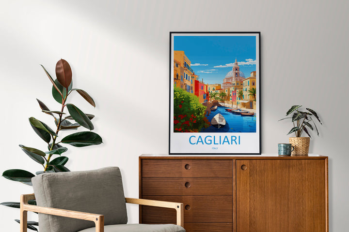 Cagliari Travel Print Wall Art Cagliari Wall Hanging Home Décor Cagliari Gift Art Lovers Italy Art Lover Gift Cagliari Print Cagliari
