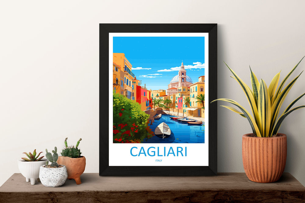 Cagliari Travel Print Wall Art Cagliari Wall Hanging Home Décor Cagliari Gift Art Lovers Italy Art Lover Gift Cagliari Print Cagliari