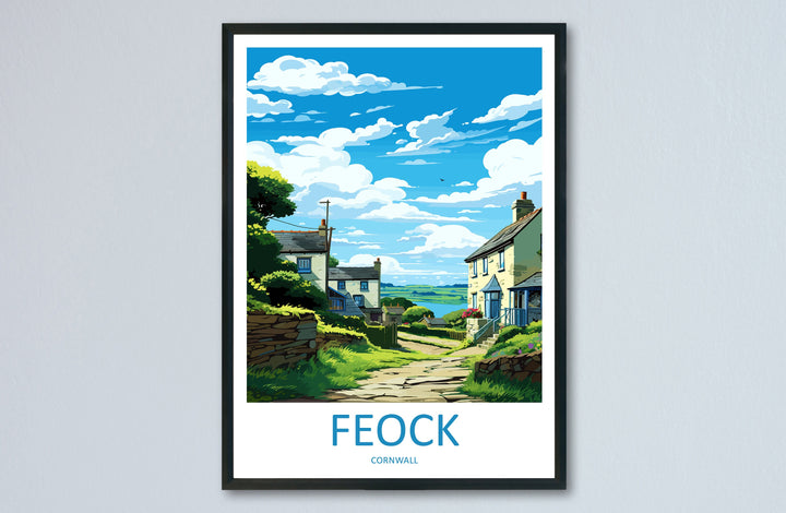 Feock Travel Print Wall Art Feock Wall Hanging Home Décor Feock Gift Art Lovers England Art Lover Gift Feock Travel Poster