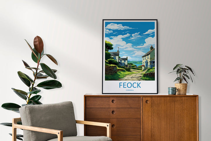 Feock Travel Print Wall Art Feock Wall Hanging Home Décor Feock Gift Art Lovers England Art Lover Gift Feock Travel Poster