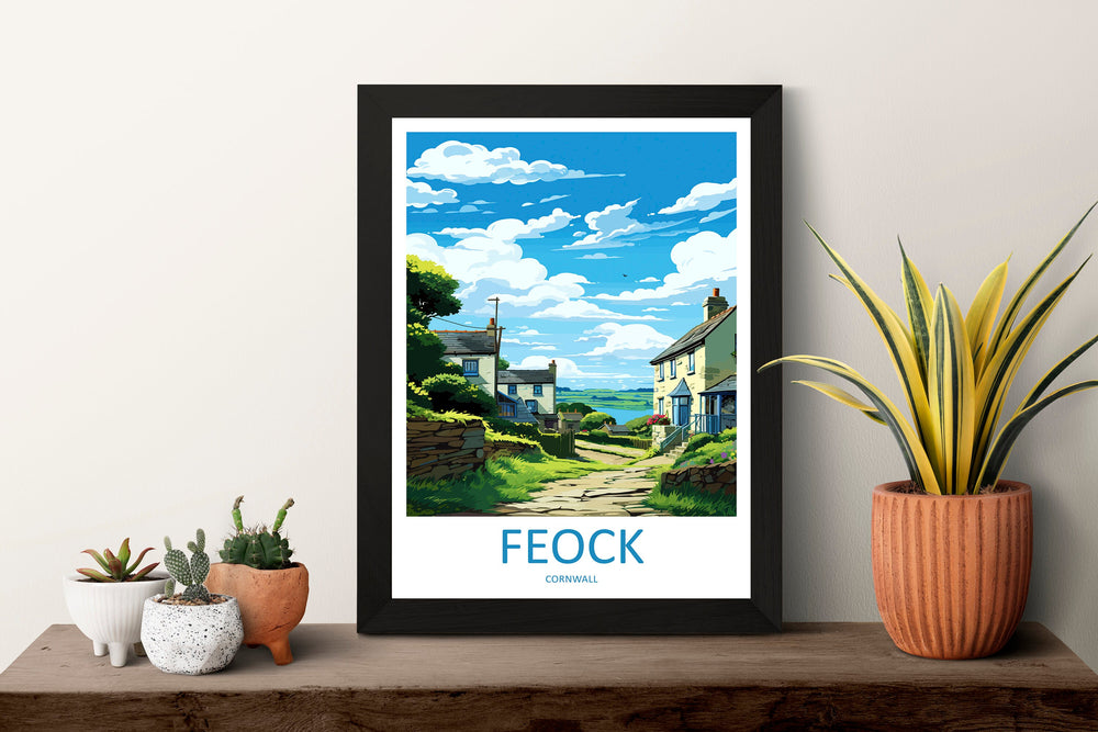 Feock Travel Print Wall Art Feock Wall Hanging Home Décor Feock Gift Art Lovers England Art Lover Gift Feock Travel Poster