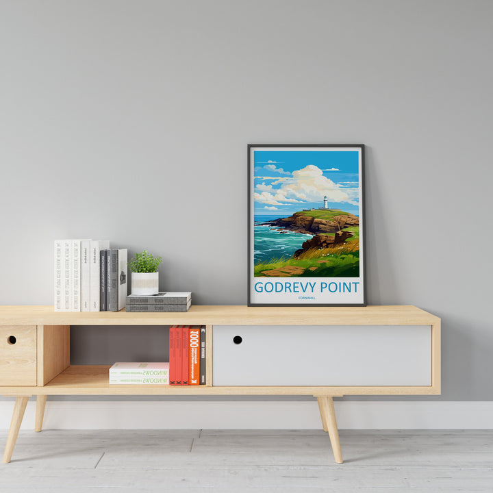 Godrevy Point Travel Print Wall Art Godrevy Point Wall Hanging Home Décor Godrevy Point Gift Art Lovers England Art Lover Gift Godrevy Point