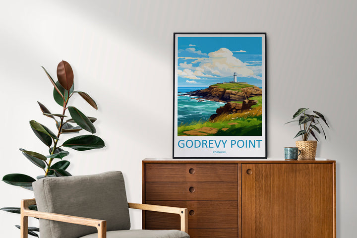 Godrevy Point Travel Print Wall Art Godrevy Point Wall Hanging Home Décor Godrevy Point Gift Art Lovers England Art Lover Gift Godrevy Point