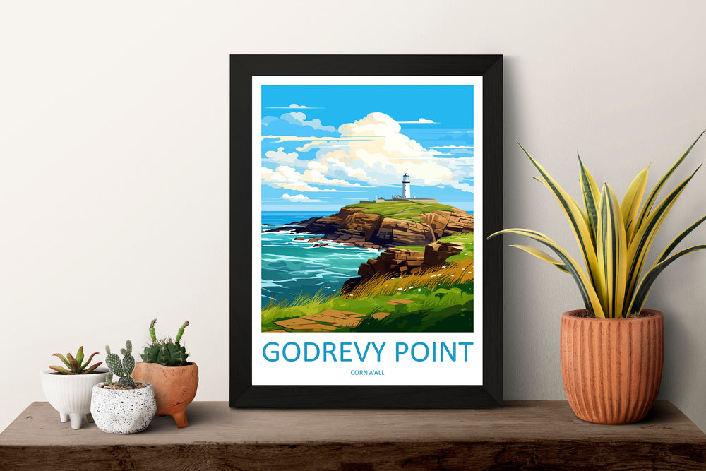 Godrevy Point Travel Print Wall Art Godrevy Point Wall Hanging Home Décor Godrevy Point Gift Art Lovers England Art Lover Gift Godrevy Point