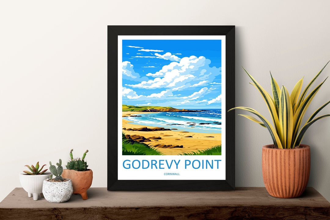 Godrevy Point Travel Print Wall Art Godrevy Point Wall Hanging Home Décor Godrevy Point Gift Art Lovers England Art Lover Gift Godrevy Point