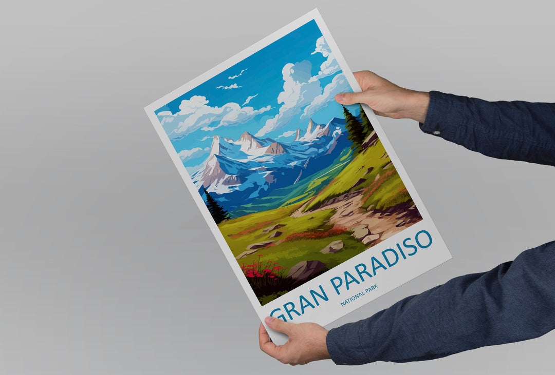 Gran Paradiso Travel Print Wall Art Gran Paradiso Italy Wall Hanging Home Decor Gran Paradiso Gift Art Lovers Wall Art Print Italy