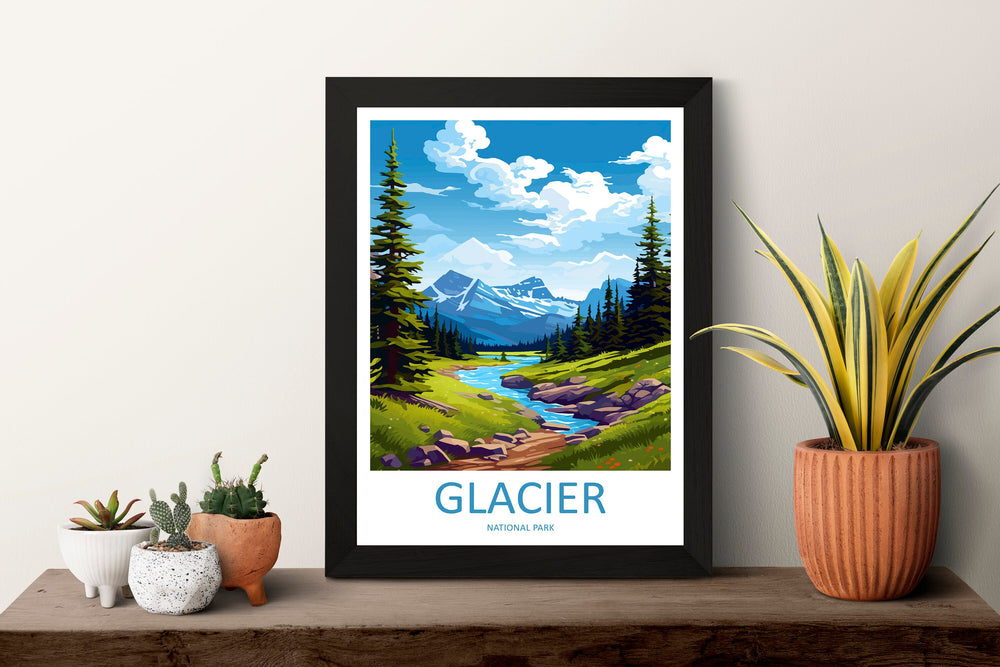 Glacier National Park Travel Print Wall Art Glacier National Park Wall Hanging Home Décor Glacier National Park Gift Art