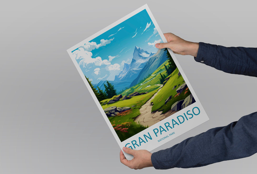 Gran Paradiso Travel Print Wall Art Gran Paradiso Italy Wall Hanging Home Decor Gran Paradiso Gift Art Lovers Wall Art Print Italy