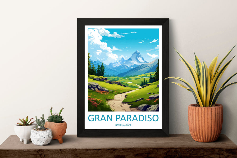 Gran Paradiso Travel Print Wall Art Gran Paradiso Italy Wall Hanging Home Decor Gran Paradiso Gift Art Lovers Wall Art Print Italy