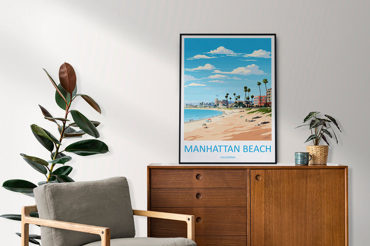 Manhattan Beach Travel Print Wall Art Manhattan Beach Wall Hanging Home Décor Manhattan Beach Gift Art Lovers California Art Lover Gift