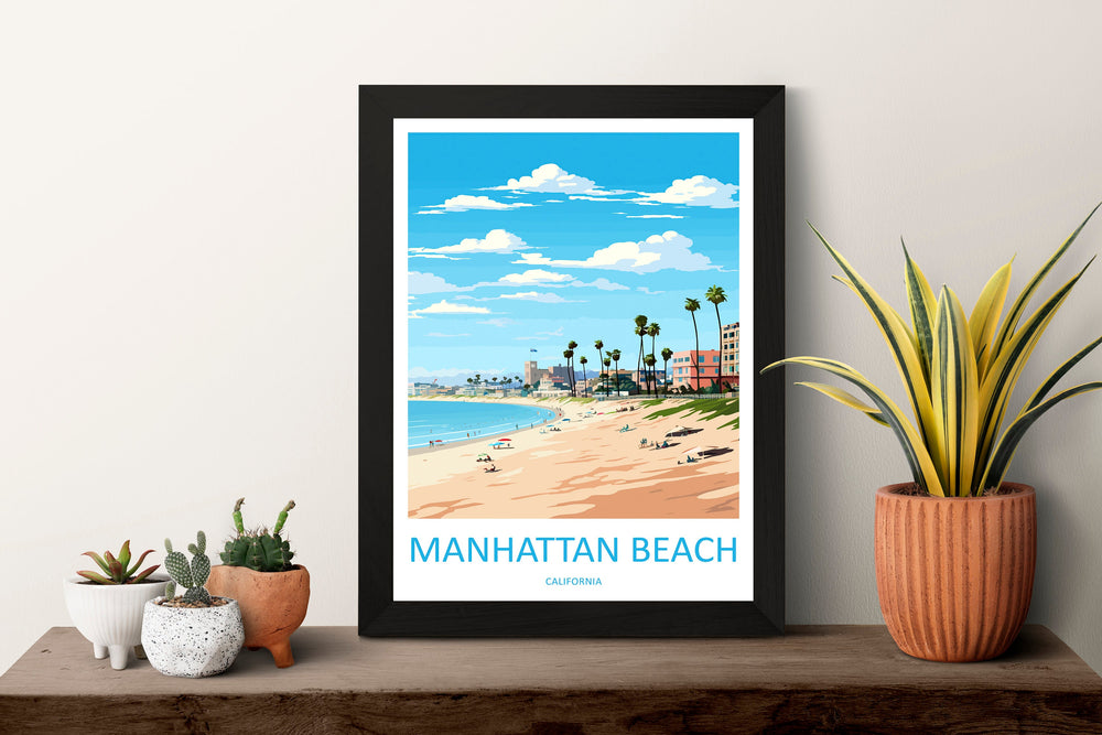 Manhattan Beach Travel Print Wall Art Manhattan Beach Wall Hanging Home Décor Manhattan Beach Gift Art Lovers California Art Lover Gift