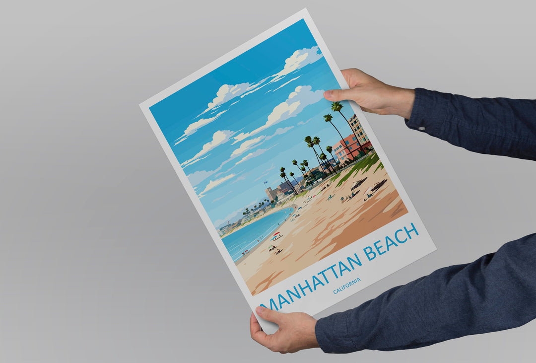 Manhattan Beach Travel Print Wall Art Manhattan Beach Wall Hanging Home Décor Manhattan Beach Gift Art Lovers California Art Lover Gift