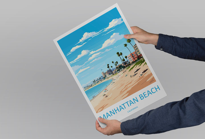 Manhattan Beach Travel Print Wall Art Manhattan Beach Wall Hanging Home Décor Manhattan Beach Gift Art Lovers California Art Lover Gift