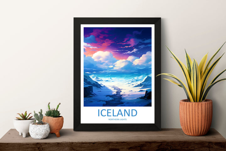 Northern Lights Travel Print Wall Art Aurora Borealis Wall Hanging Home Décor Aurora Borealis Gift Art Lovers Iceland Art Lover Gift Decor