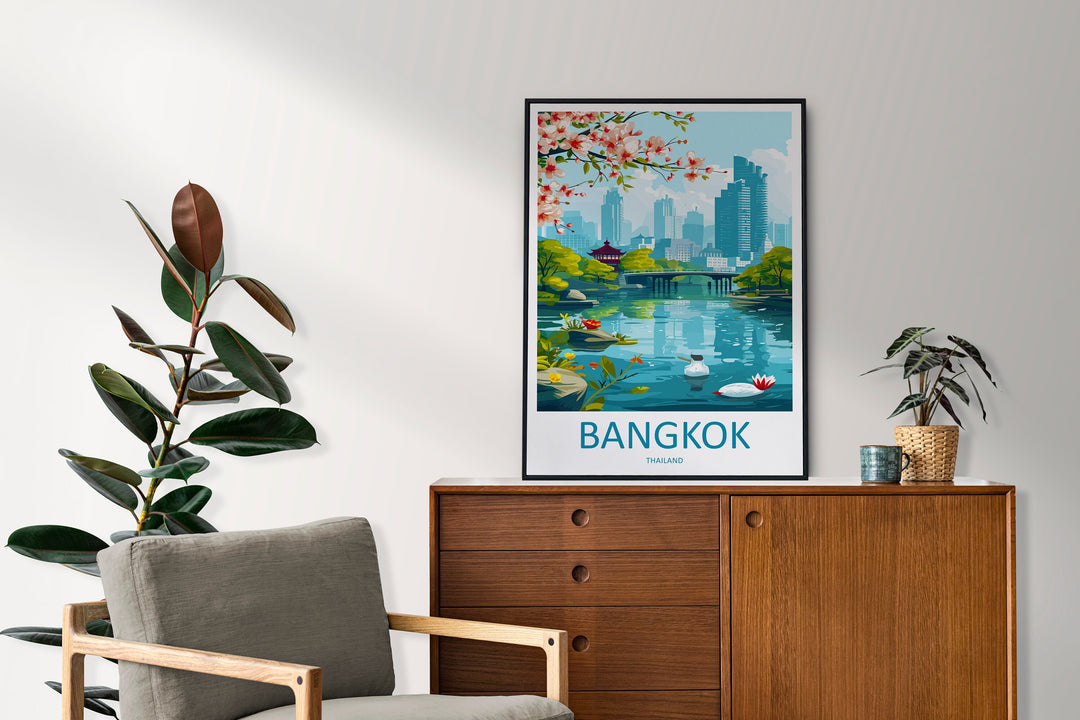 Bangkok Travel Print Wall Art Bangkok Wall Hanging Home Decor Bangkok Gift Art Lovers Wall Art Thailand Travel Print Gift Thai Travel Art