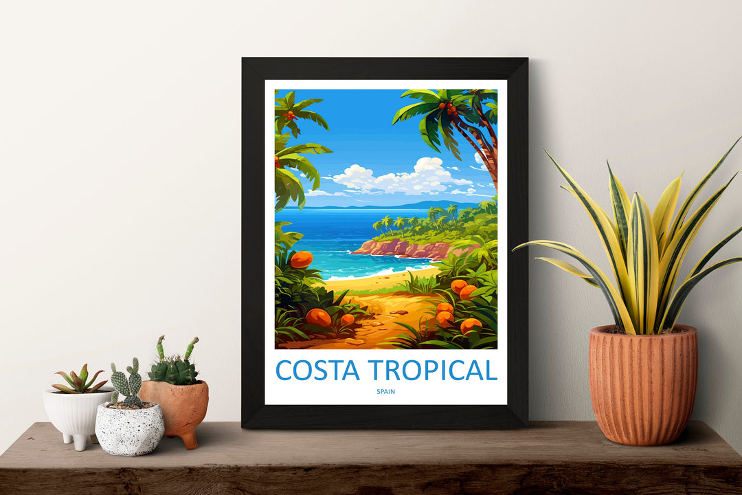 Costa Tropical Travel Print Wall Art Costa Tropical Wall Hanging Home Décor Costa Tropical Gift Art Lovers Spain Art Lover Gift Art Print