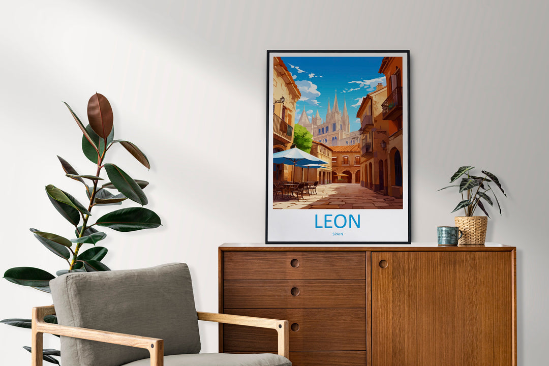 Leon Travel Print Wall Art Leon Wall Hanging Home Décor Leon Gift Art Lovers Spain Art Lover Gift Leon Wall Déco