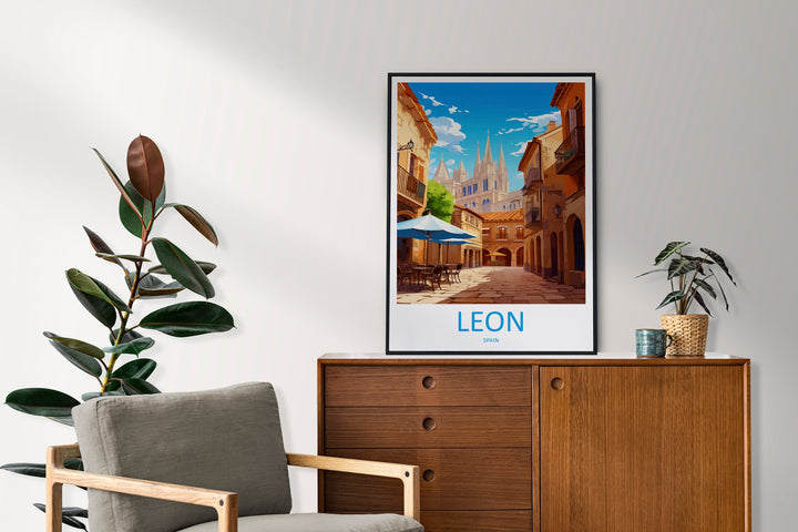 Leon Travel Print Wall Art Leon Wall Hanging Home Décor Leon Gift Art Lovers Spain Art Lover Gift Leon Wall Déco