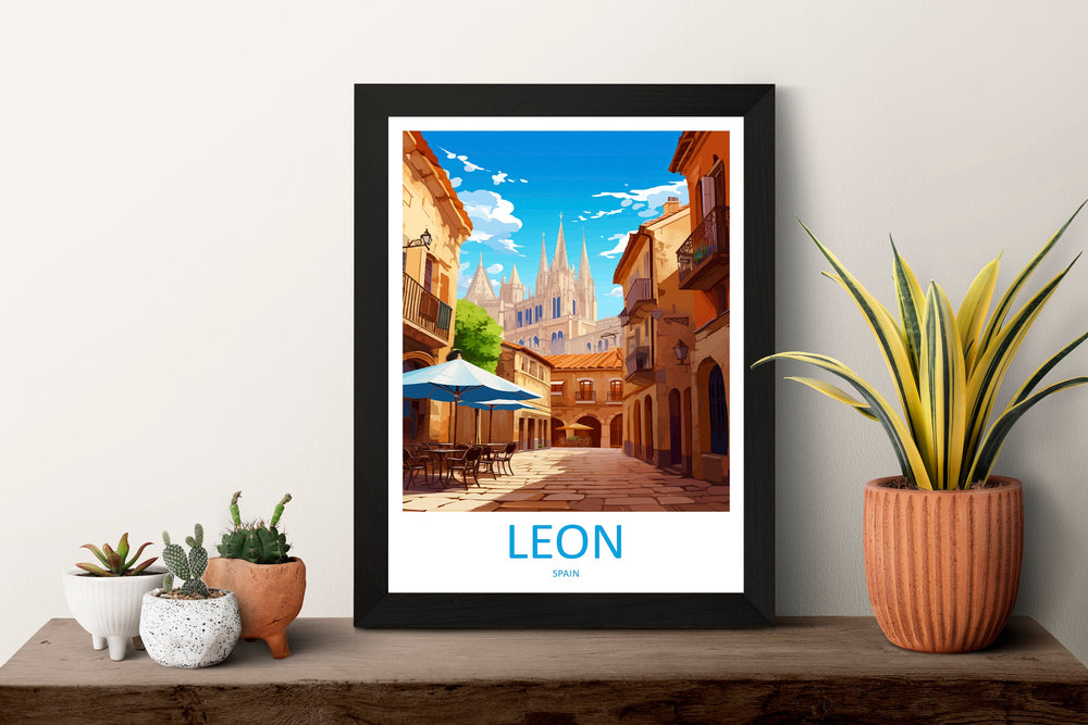Leon Travel Print Wall Art Leon Wall Hanging Home Décor Leon Gift Art Lovers Spain Art Lover Gift Leon Wall Déco