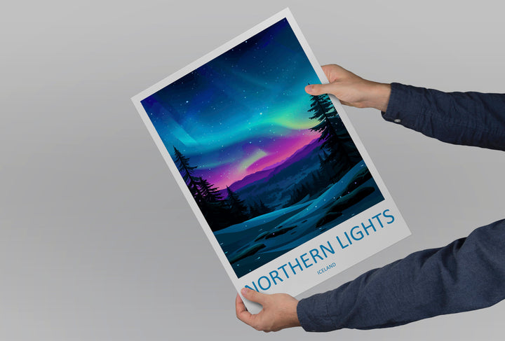 Northern Lights Travel Print Wall Art Aurora Borealis Wall Hanging Home Décor Aurora Borealis Gift Art Lovers Iceland Art Lover Gift Decor