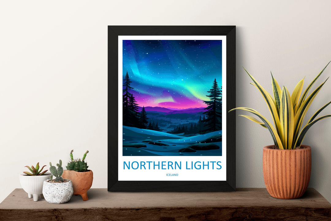 Northern Lights Travel Print Wall Art Aurora Borealis Wall Hanging Home Décor Aurora Borealis Gift Art Lovers Iceland Art Lover Gift Decor