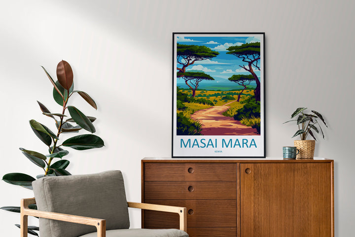 Masai Mara Travel Print Wall Art Masai Mara Wall Hanging Home Décor Masai Mara Gift Art Lovers Kenya Art Lover Gift Kenya Travel Print