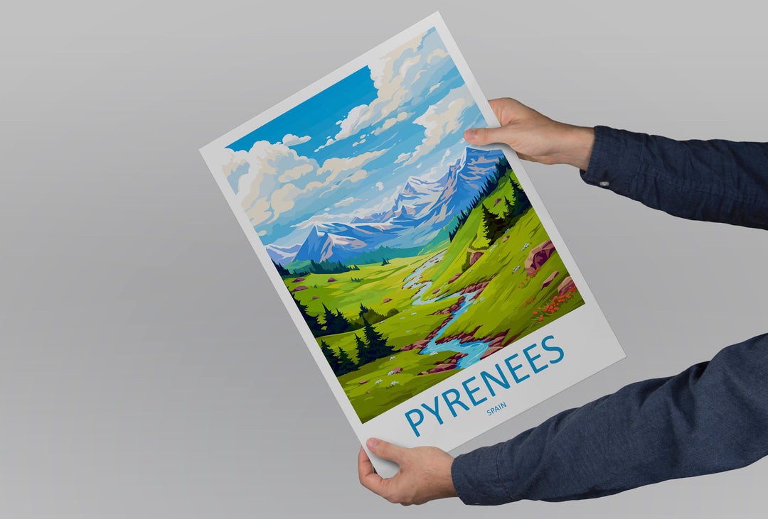 Pyrenees Travel Print Wall Art Pyrenees Wall Hanging Home Décor Pyrenees Gift Art Lovers Spain Art Lover Gift Pyrenees Print Spain Wall Art