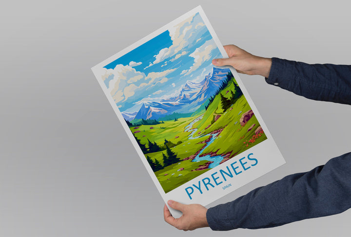 Pyrenees Travel Print Wall Art Pyrenees Wall Hanging Home Décor Pyrenees Gift Art Lovers Spain Art Lover Gift Pyrenees Print Spain Wall Art