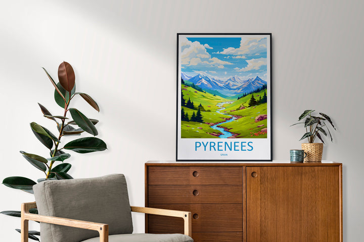 Pyrenees Travel Print Wall Art Pyrenees Wall Hanging Home Décor Pyrenees Gift Art Lovers Spain Art Lover Gift Pyrenees Print Spain Wall Art
