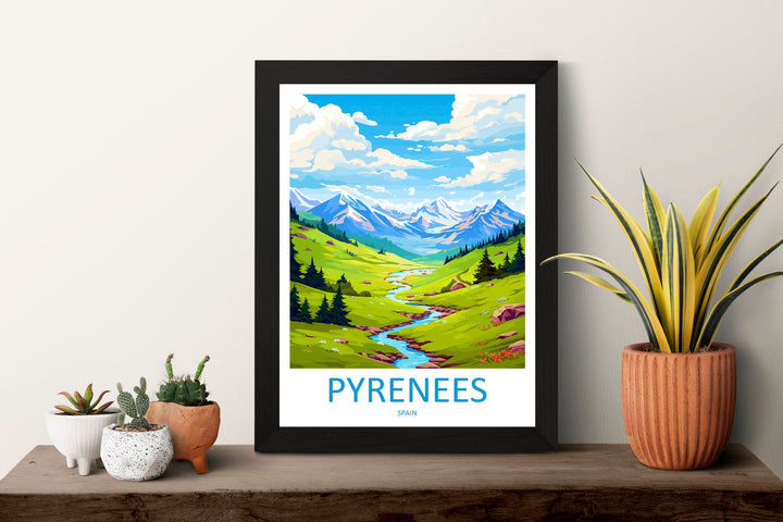 Pyrenees Travel Print Wall Art Pyrenees Wall Hanging Home Décor Pyrenees Gift Art Lovers Spain Art Lover Gift Pyrenees Print Spain Wall Art