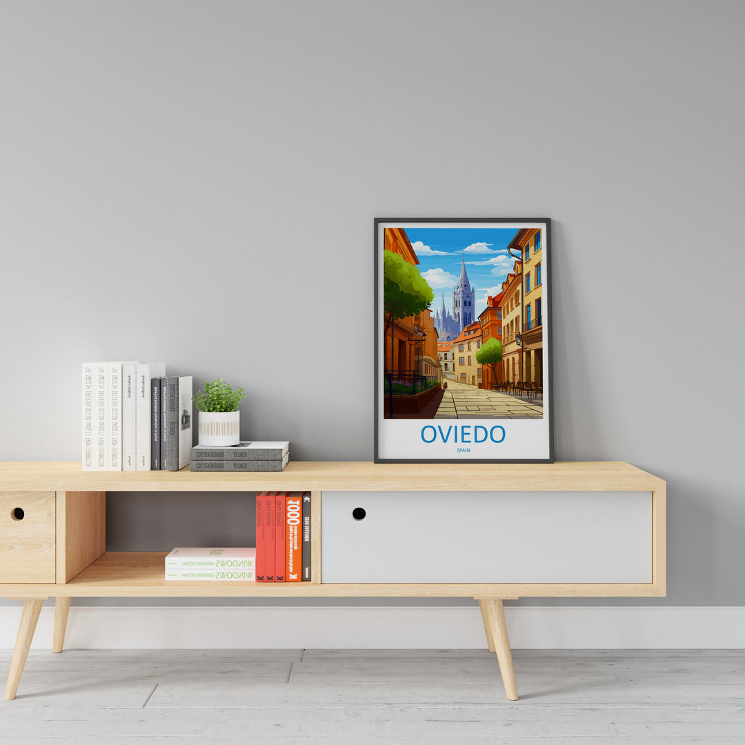 Oviedo Travel Print Wall Art Oviedo Wall Hanging Home Décor Oviedo Gift Art Lovers Spain Art Lover Gift Oviedo Spain Poster Art