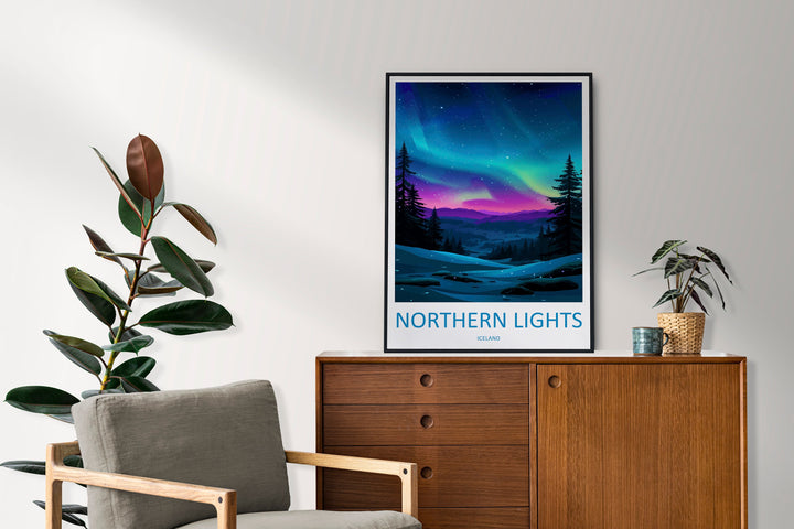 Northern Lights Travel Print Wall Art Aurora Borealis Wall Hanging Home Décor Aurora Borealis Gift Art Lovers Iceland Art Lover Gift Decor