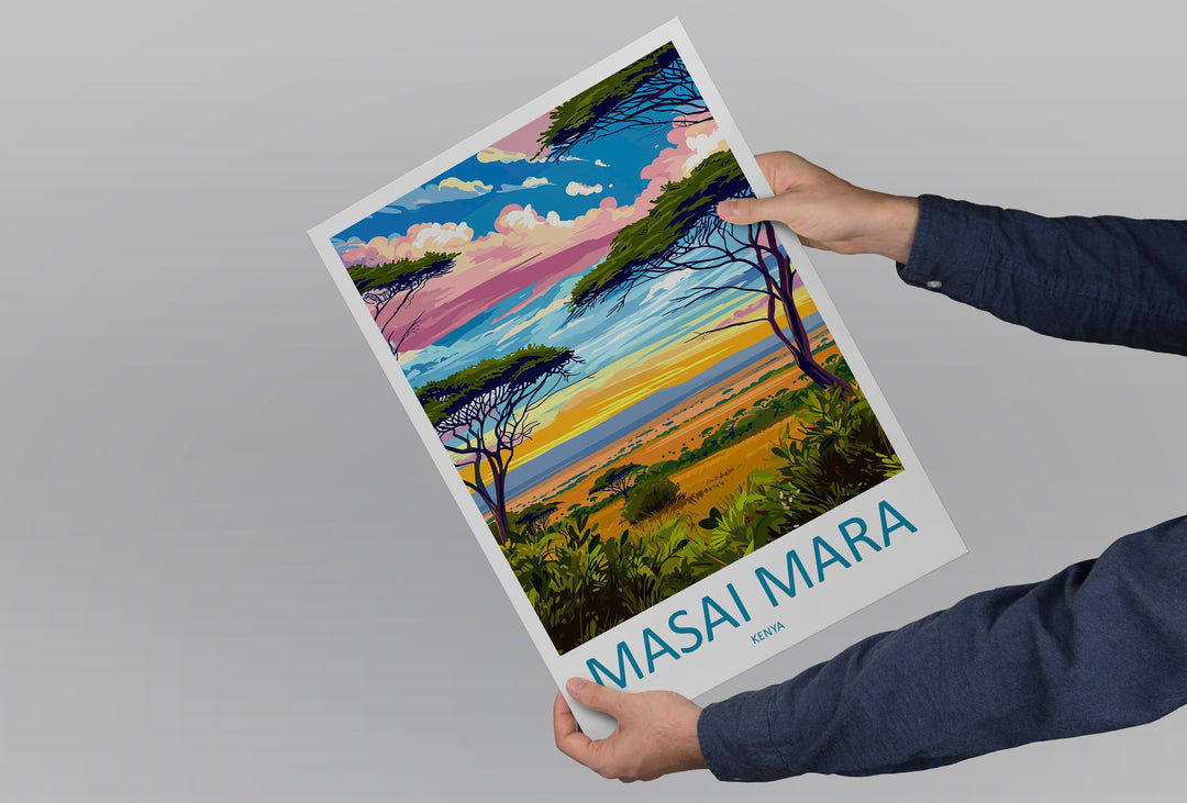 Masai Mara Travel Print Wall Art Masai Mara Wall Hanging Home Décor Masai Mara Gift Art Lovers Kenya Art Lover Gift Kenya Travel Print