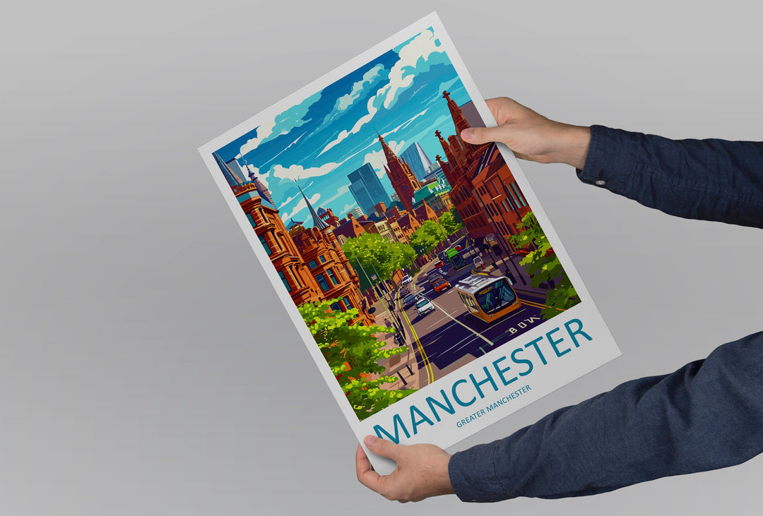 Manchester Travel Print Wall Art Manchester Wall Hanging Home Décor Manchester Gift Art Lovers England Art Lover Gift Manchester Travel Art