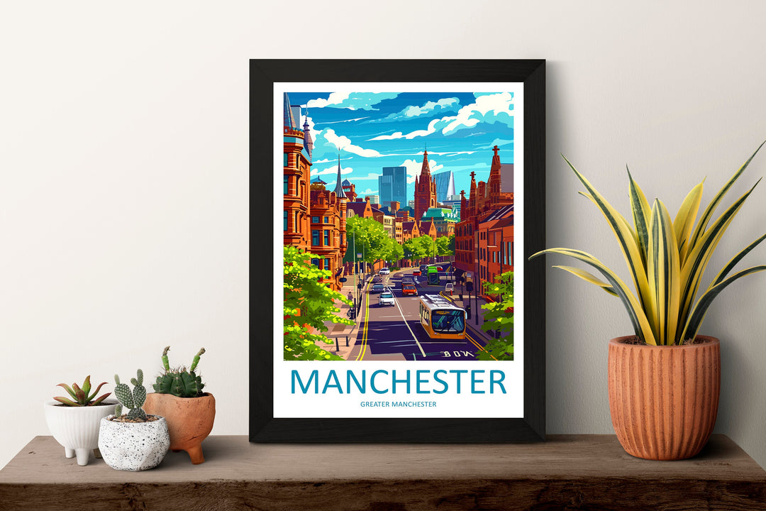 Manchester Travel Print Wall Art Manchester Wall Hanging Home Décor Manchester Gift Art Lovers England Art Lover Gift Manchester Travel Art