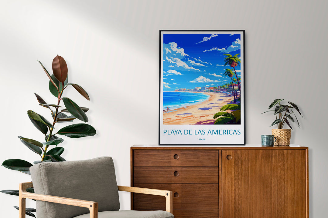 Playa de las Américas Travel Print Wall Art Playa de las Américas Wall Hanging Home Décor Gift Art Lovers Spain Art Lover Gift
