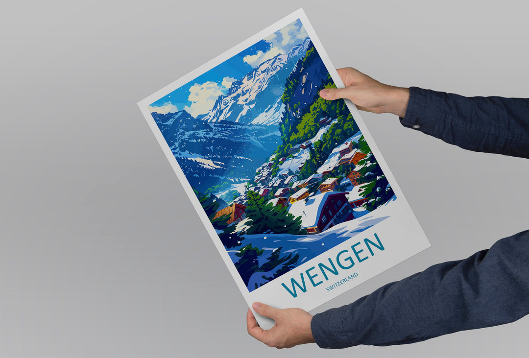 Wengen Travel Print Wall Art Wengen Wall Hanging Home Décor Wengen Gift Art Lovers Switzerland Art Lover Gift Wengen Travel Art