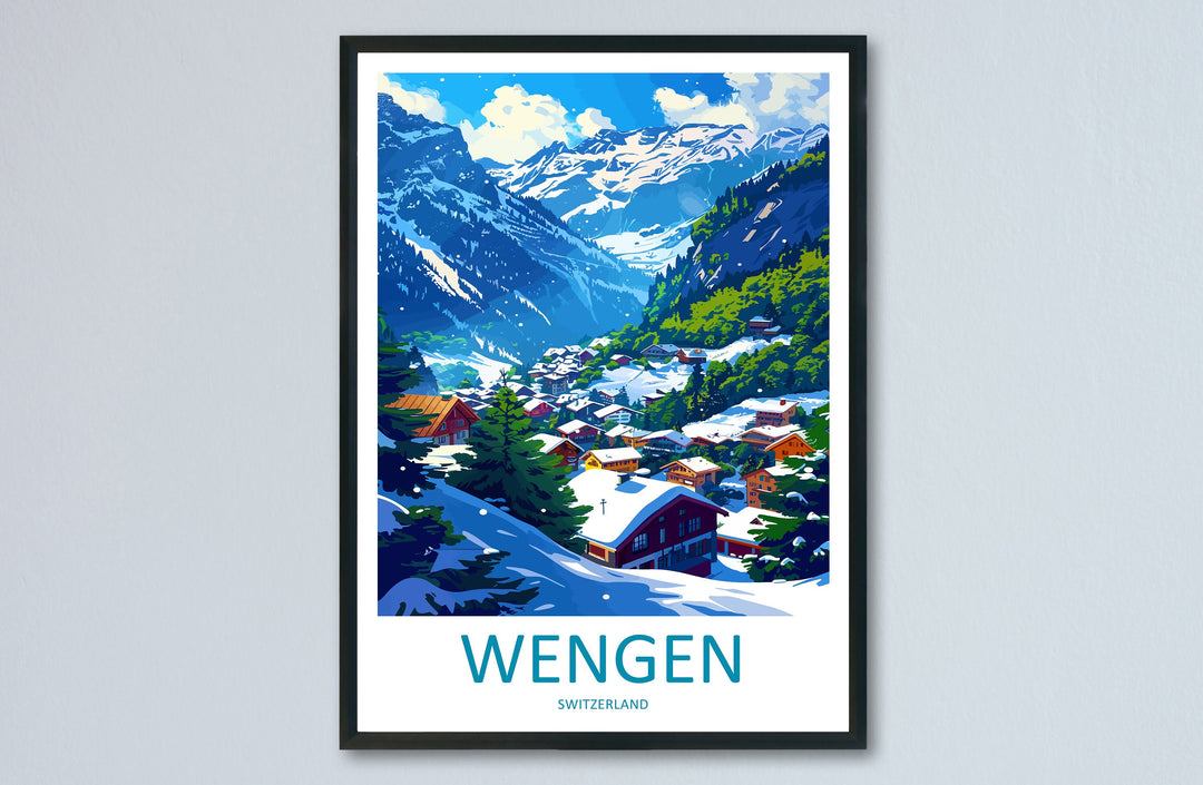 Wengen Travel Print Wall Art Wengen Wall Hanging Home Décor Wengen Gift Art Lovers Switzerland Art Lover Gift Wengen Travel Art