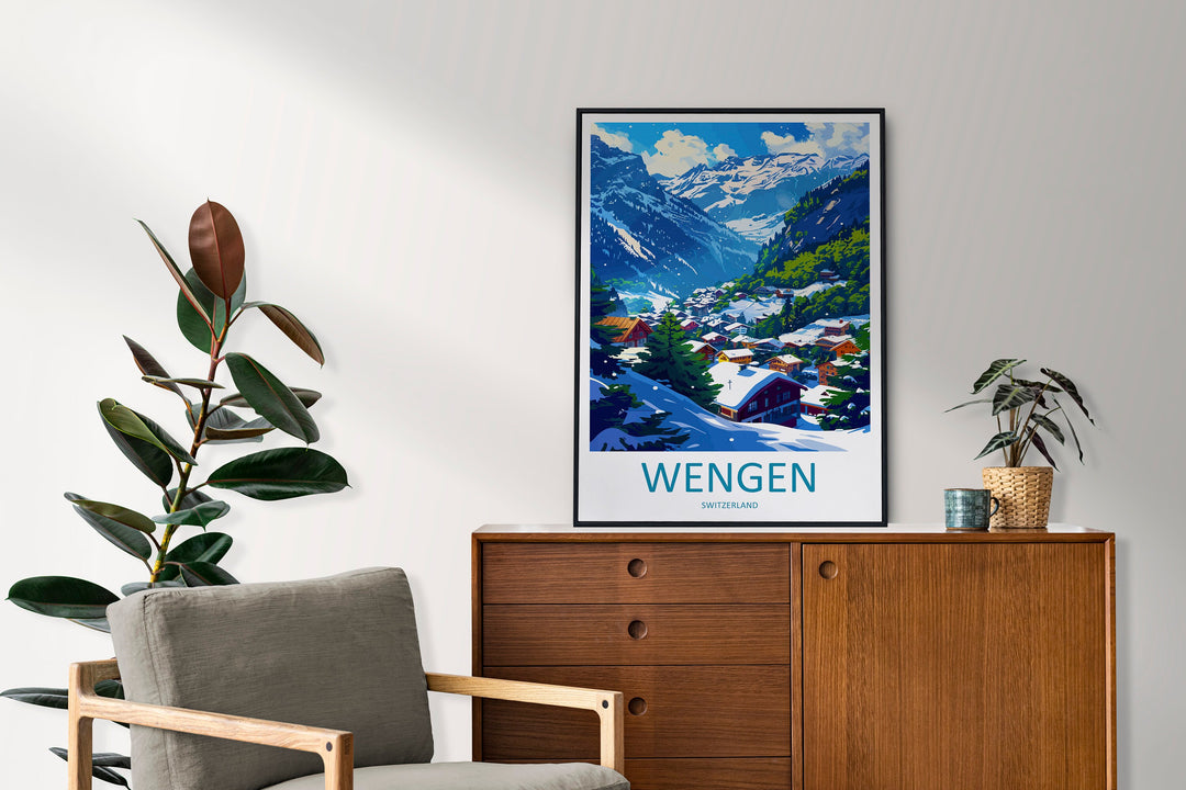 Wengen Travel Print Wall Art Wengen Wall Hanging Home Décor Wengen Gift Art Lovers Switzerland Art Lover Gift Wengen Travel Art