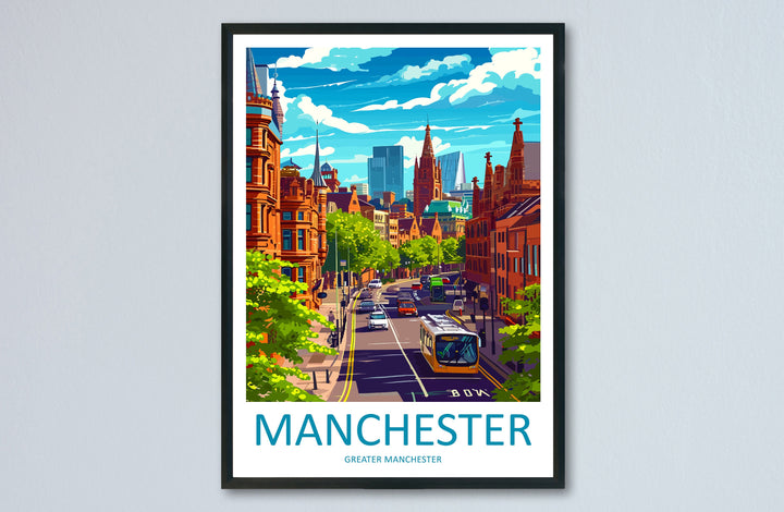 Manchester Travel Print Wall Art Manchester Wall Hanging Home Décor Manchester Gift Art Lovers England Art Lover Gift Manchester Travel Art